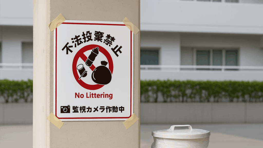 トラブル激減！防犯カメラ付き自動販売機と「専用POP」による二重の抑止効果