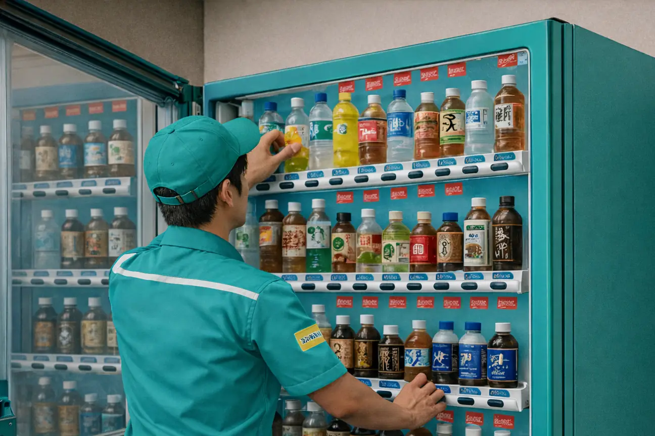 不法投棄や迷惑駐輪を抑止し、費用ゼロで運用できる防犯カメラ自販機のメンテナンス